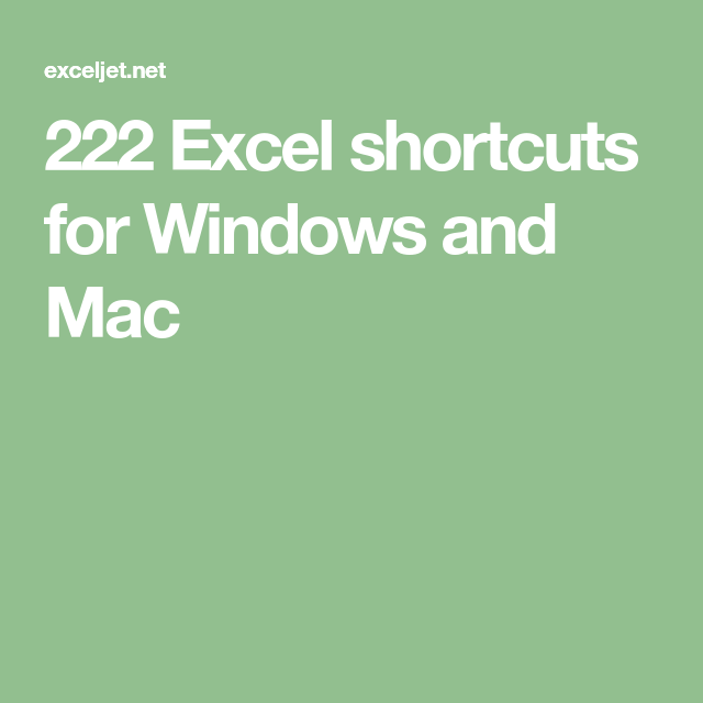 excel for mac 2015 shortcuts list
